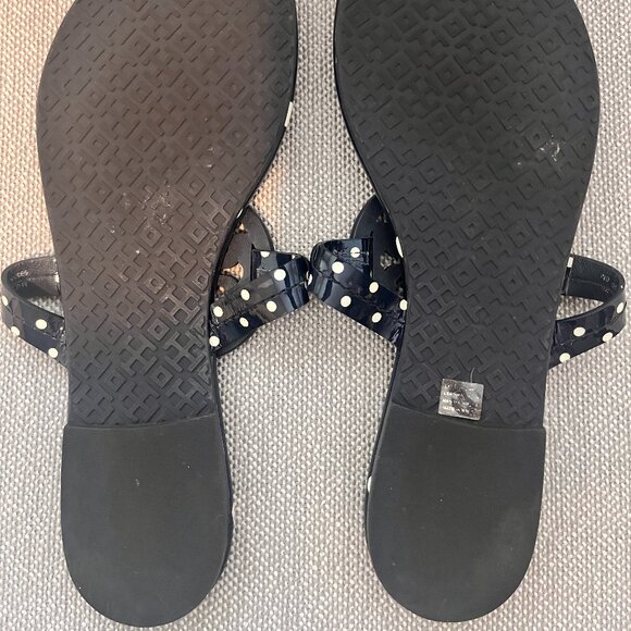 Tory Burch Miller Patent Leather Sandals- Navy with White Polka Dots- Size 8 - Picture 4 of 4